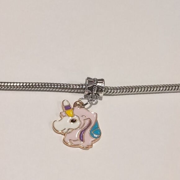 Silver Purple Blue Yellow Unicorn‎ Enamel Dangle Charm for Pandora Style … - Picture 2 of 4